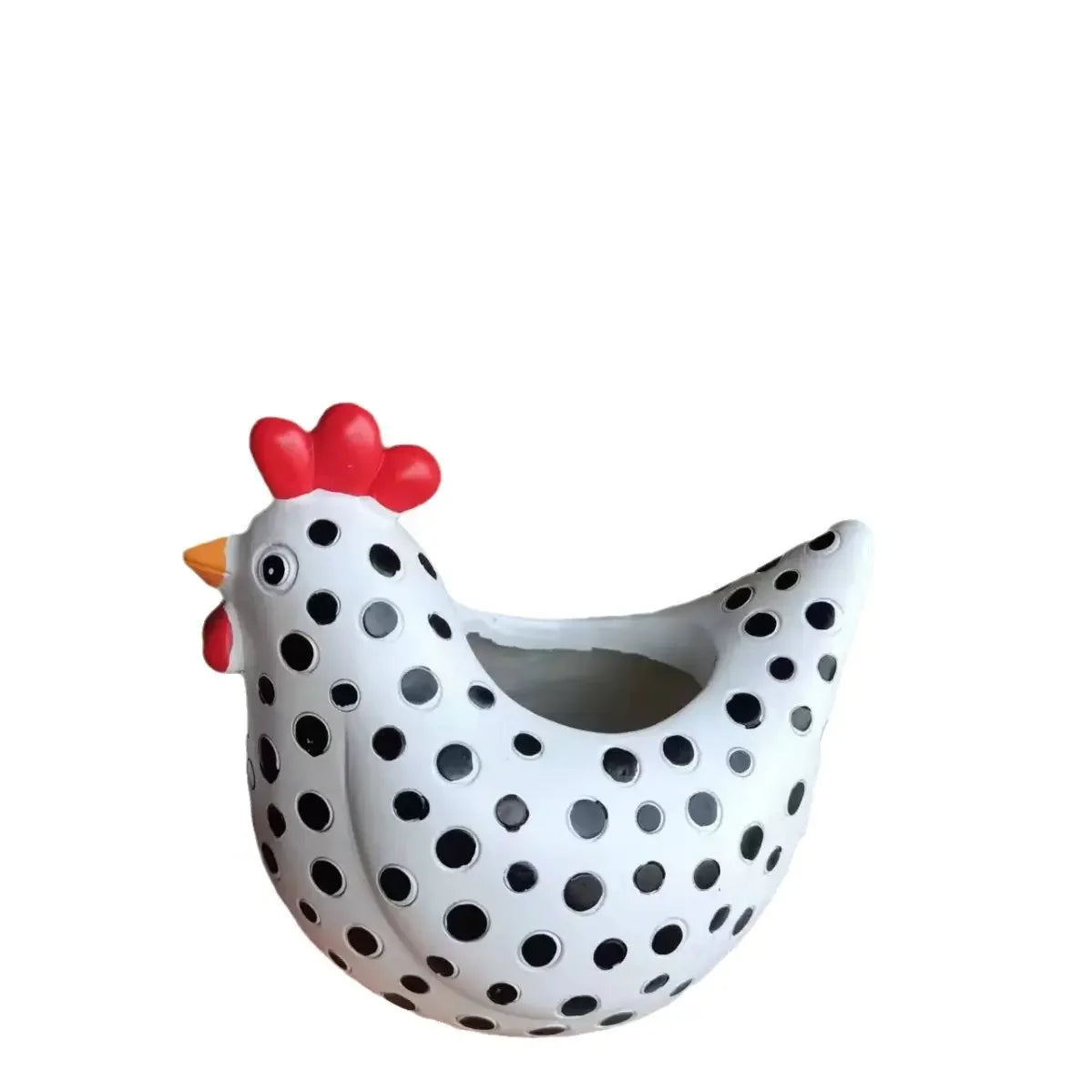 1Pc Resin Rooster Sculpture Planter, Cute Polka Dot Chicken Succulent Pot, Artistic Decor Statue Planting Container Planter Pots for Garden, Desktop, Home, Outdoor Courtyard, Terrace & Farmhouse