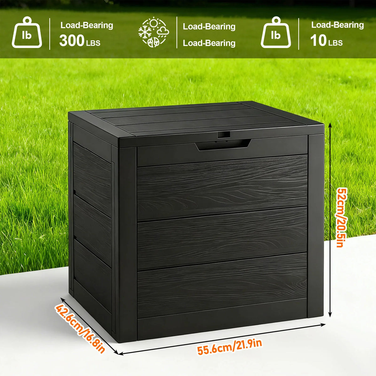 Sarenzon Outdoor Deck Box With Lockable Lid And Waterproof Plastic