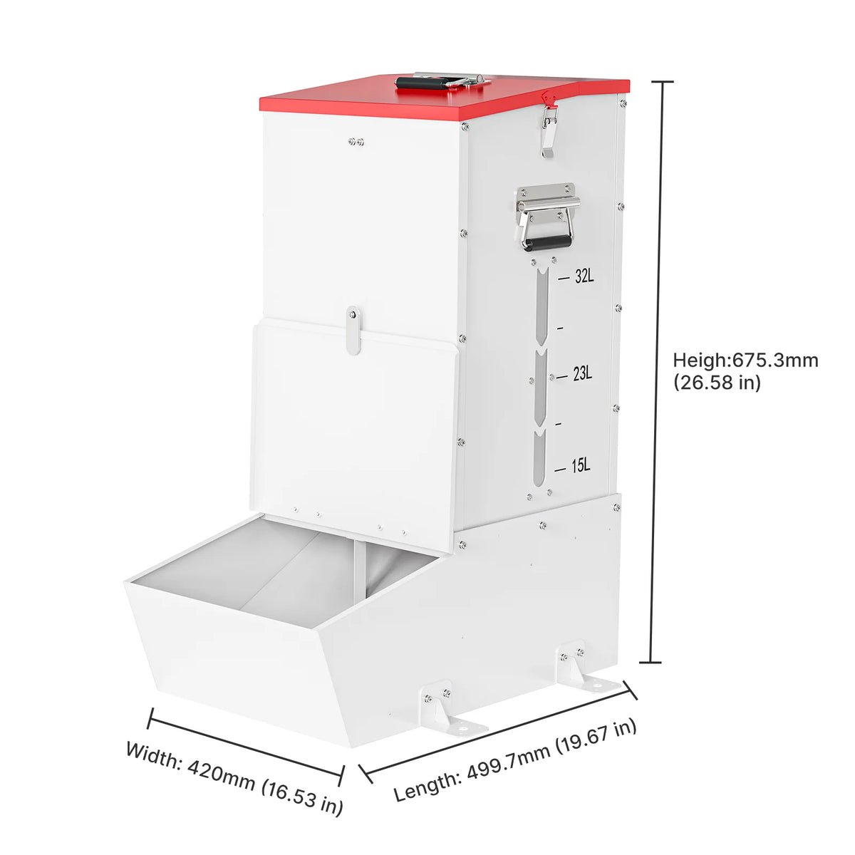 Lockable Automatic Dog Feeder Large Heavy Duty Metal Gravity Livestock Pig Goat Feeder Outdoor Weatherproof Raccoon Vermin Proof Pet Food Storage Dispenser Bin For Pigs Dogs Farm Animals