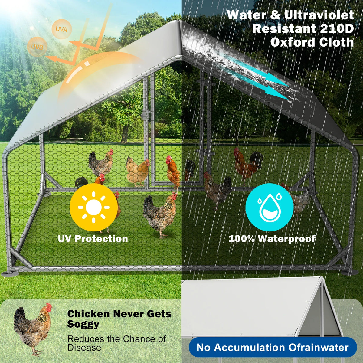Portable Metal Walk In Chicken Coop And Outdoor Run