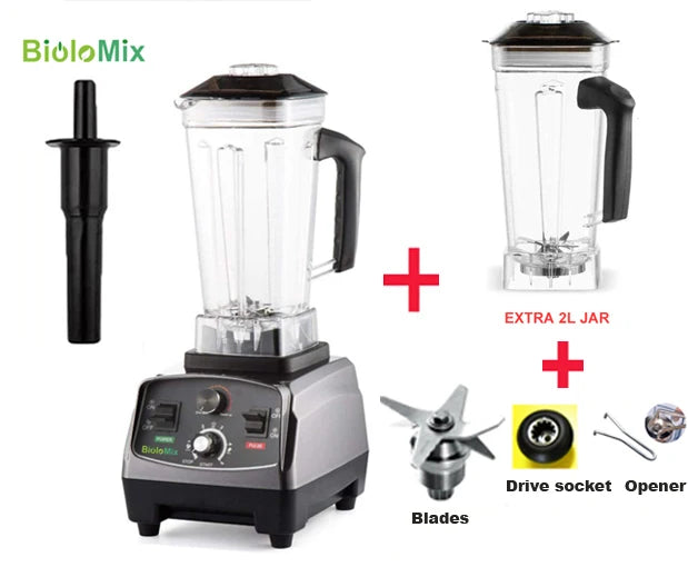 Biolomix Commercial Heavy Duty Timer Blender For Smoothies And Ice