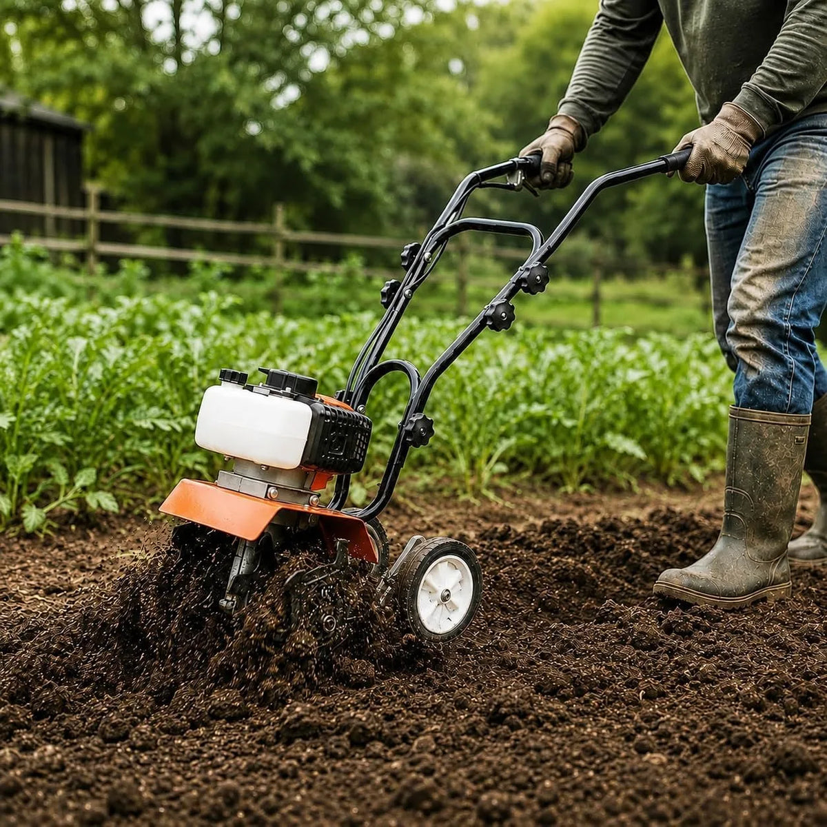 Professional Grade Gas Powered Tiller Cultivator With Adjustable Steel Tines
