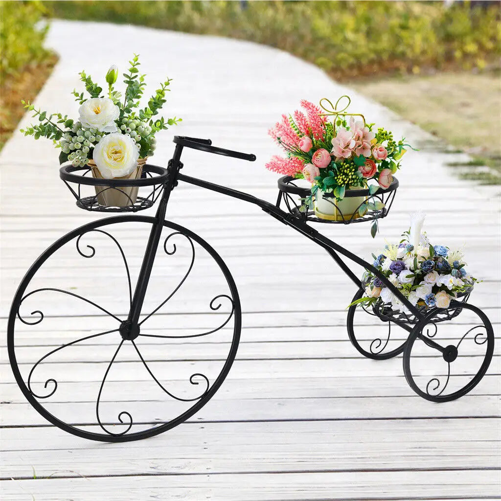 Wisfor 3 Tier Iron Bicycle Plant Stand Indoor Outdoor