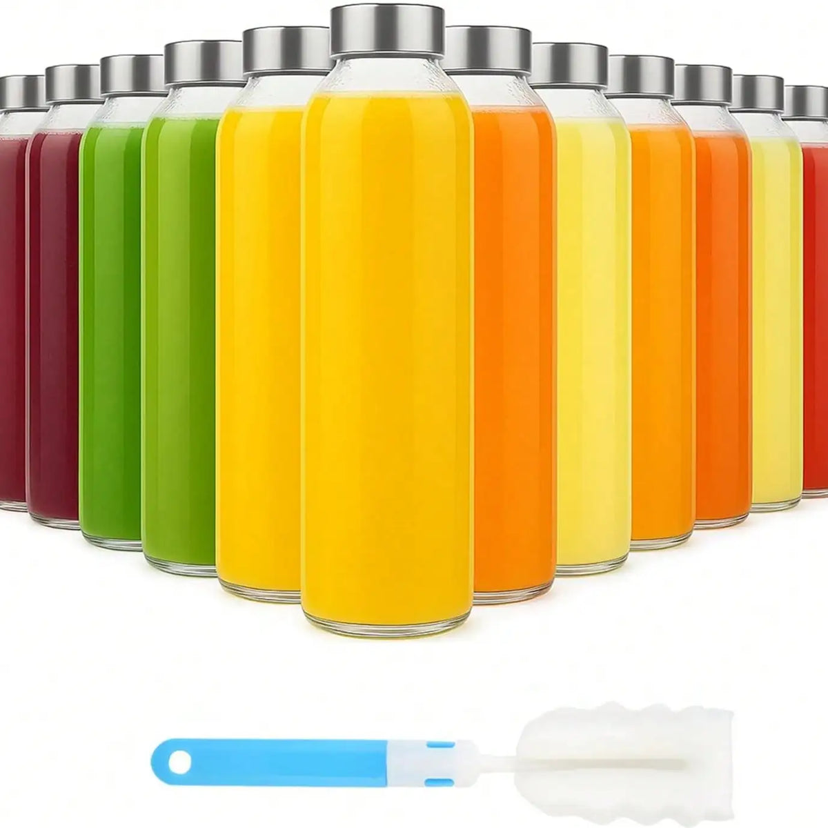 6PCS Sealed Glass Cups, Juice Storage Containers With Lids, Juice Jar Storage Container Set, Glass Jars With Lids, Supermarket Juice, Outdoor Travel Glass