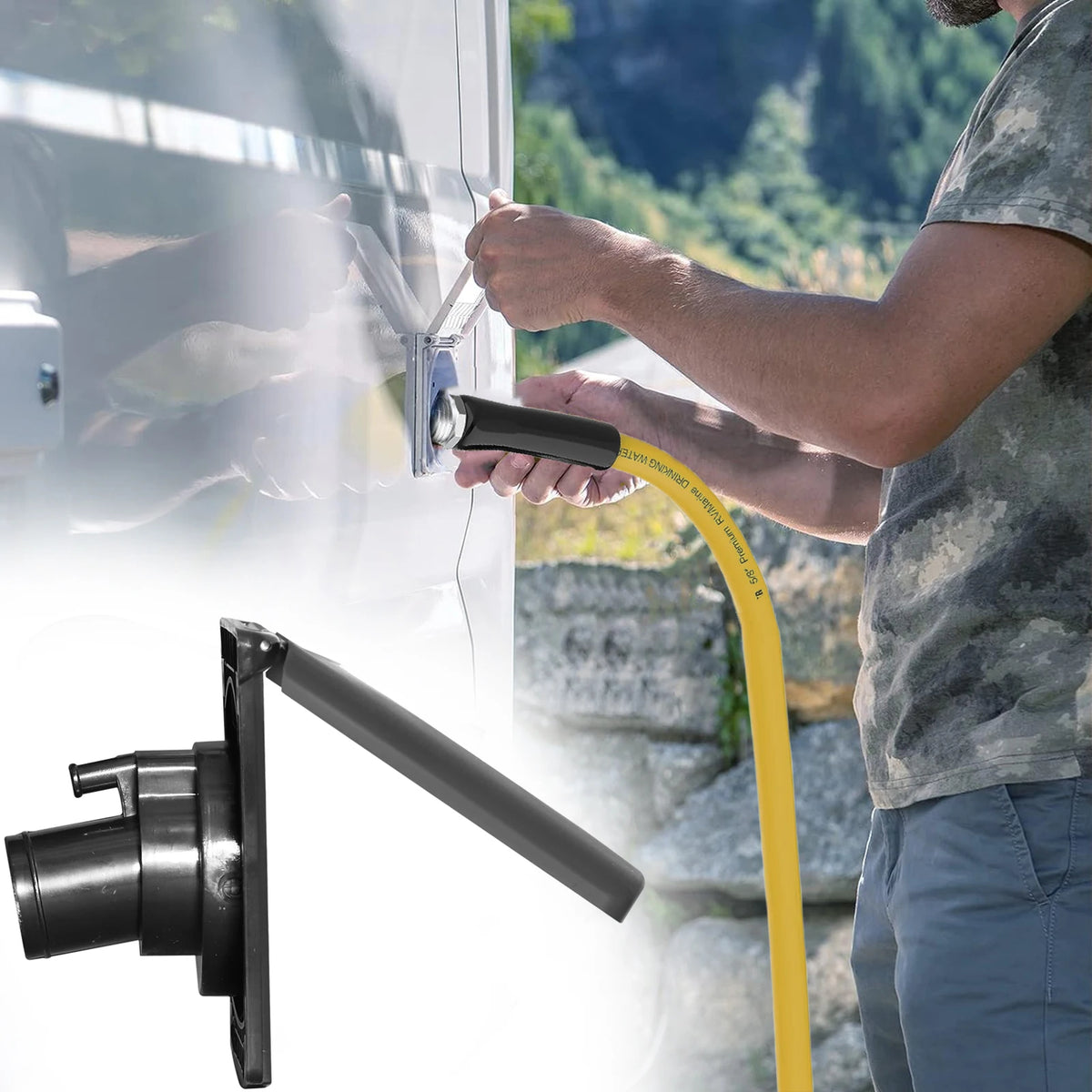 HWHongRV RV Water Inlet With Cover And Magnetic Locking Cap