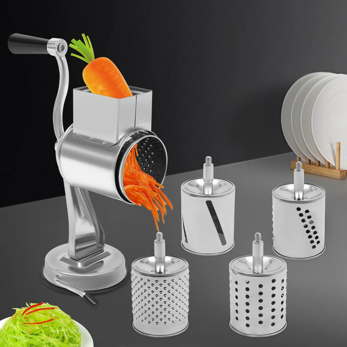 Five Blades Stainless Steel Rotary Grater Manual Vegetable Slicer