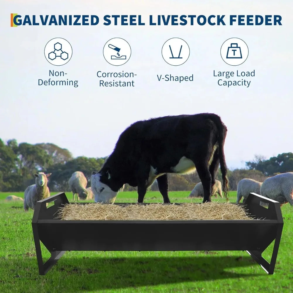 Garvee Heavy Duty 22 Gallon Livestock Feeder Metal Sheep Feeder for Farm Sheds & Pens Large Capacity for Goat Pig Hog Horse Feeds Up to 10 Animals at Once