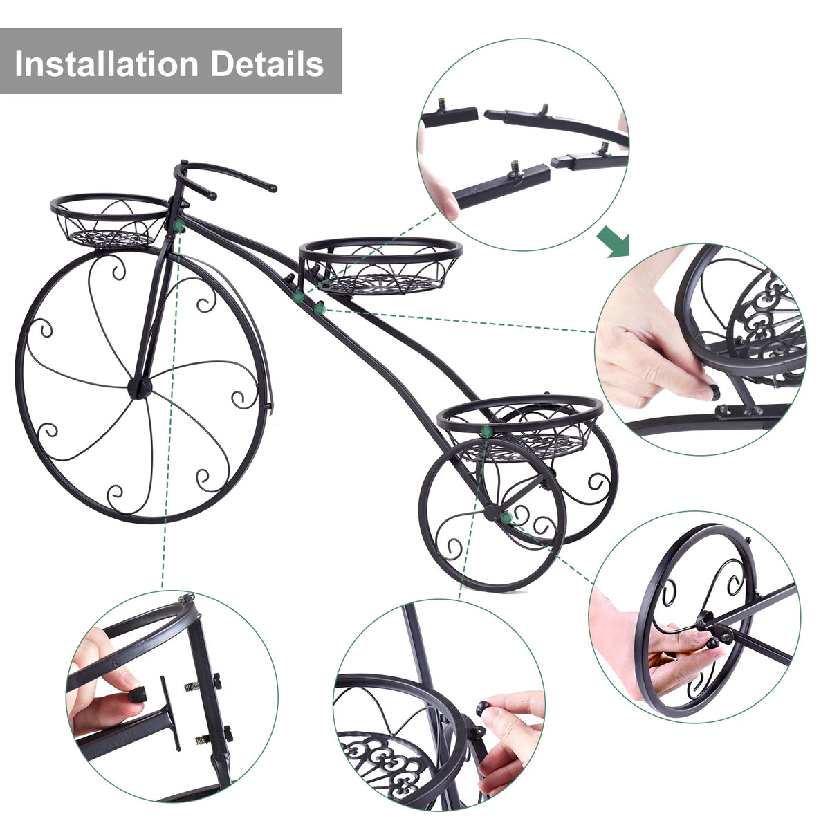 Wisfor 3 Tier Iron Bicycle Plant Stand Indoor Outdoor