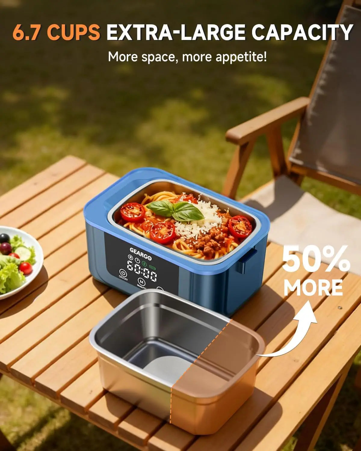Cordless Rechargeable Electric Heated Lunch Box With Leakproof Seal