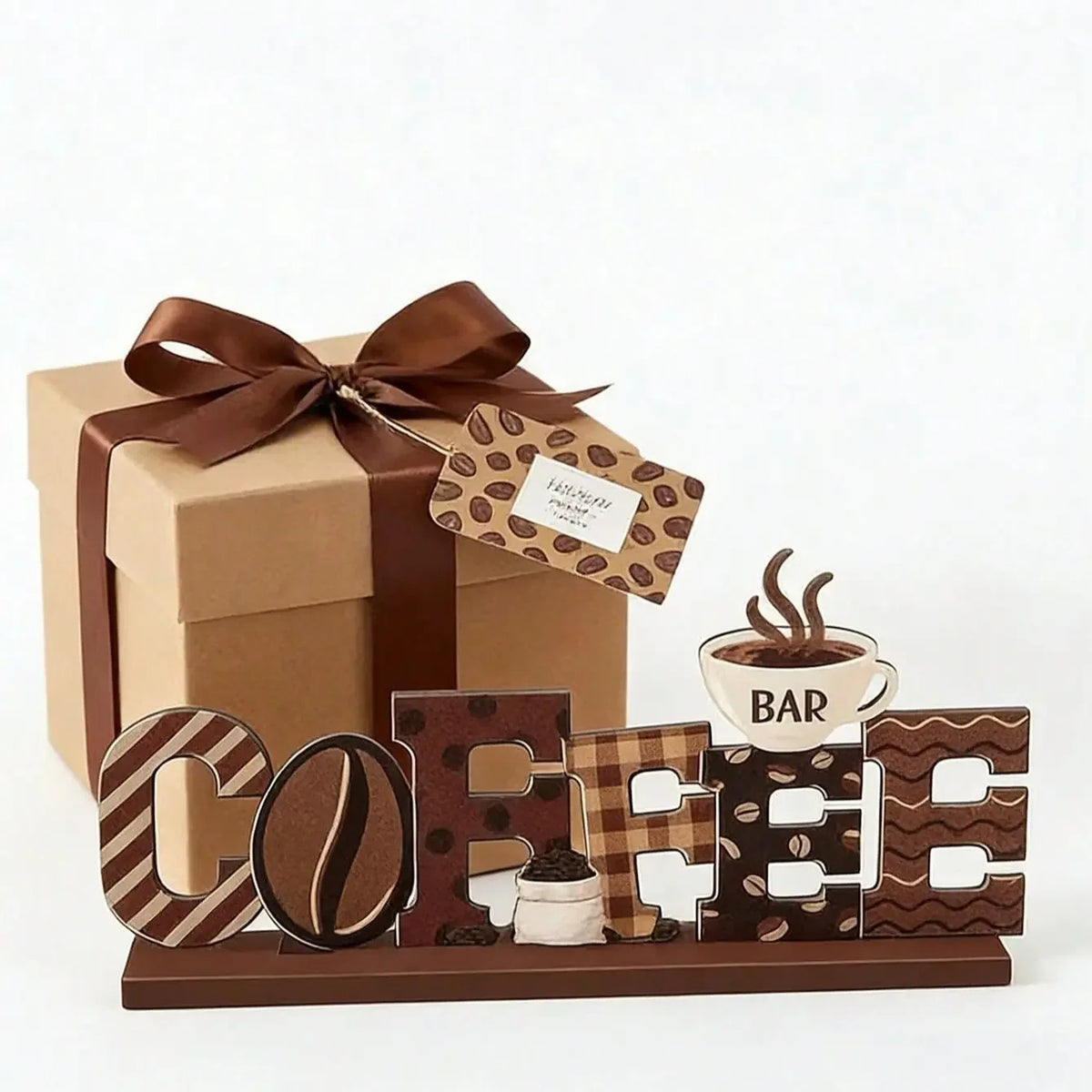 Rustic Style Coffee Bar Decor Sign, Coffee Bar Accessory, Coffee Elf Design, Perfect for Coffee Tables, Enhance Your Space