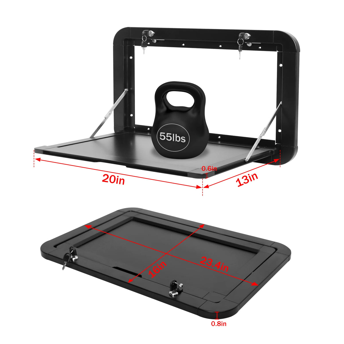 Foldable RV Wall Mount Table 600x420mm Aluminum Lockable Picnic Table for Camper Motorhome RV Space Saving Design