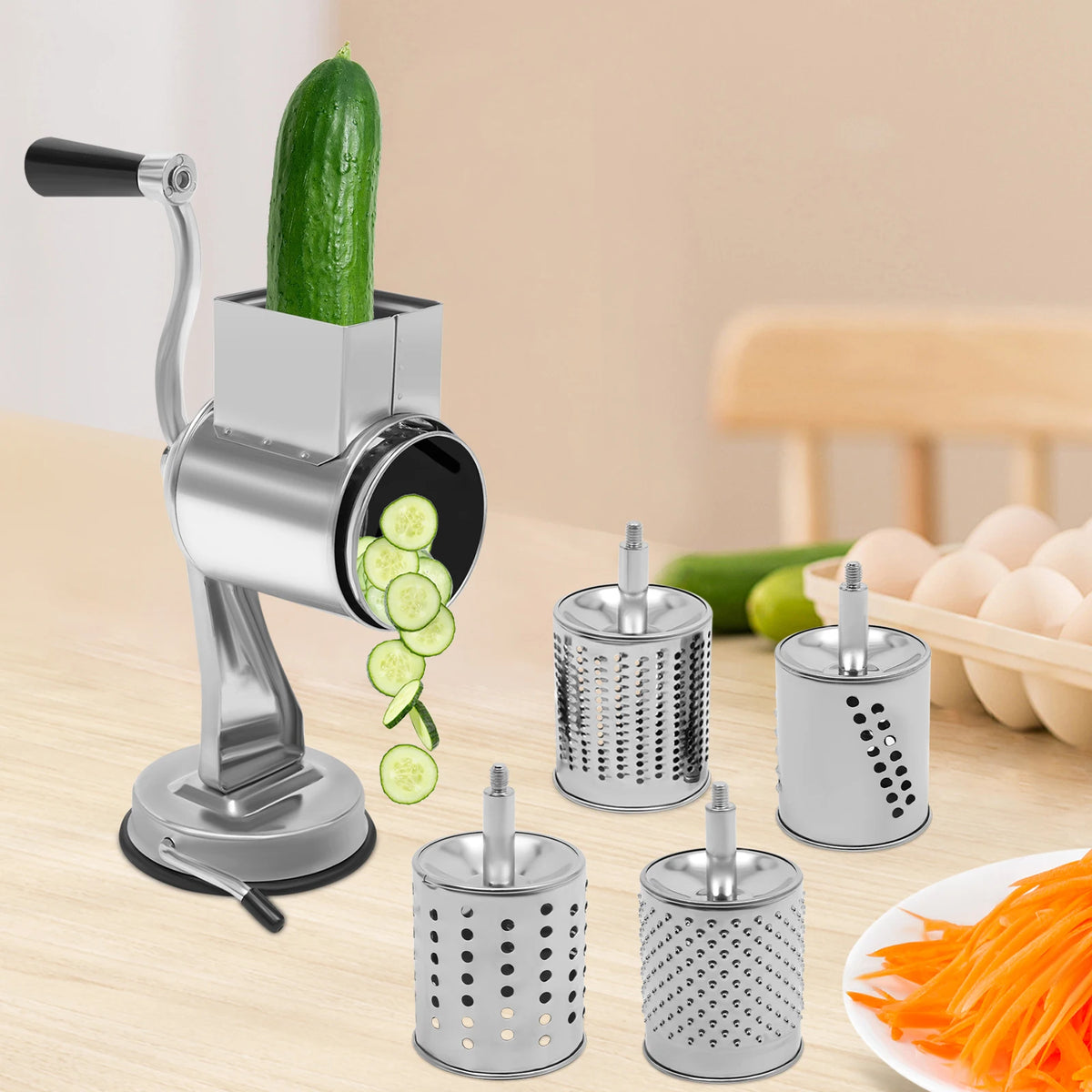 Five Blades Stainless Steel Rotary Grater Manual Vegetable Slicer