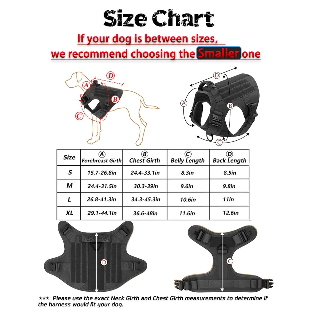 Tactical Padded Nylon Dog Harness For Walking And Training