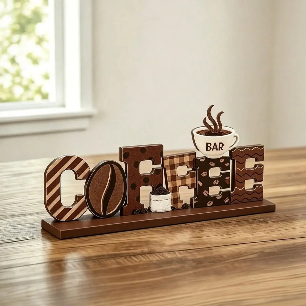 Rustic Style Coffee Bar Decor Sign, Coffee Bar Accessory, Coffee Elf Design, Perfect for Coffee Tables, Enhance Your Space