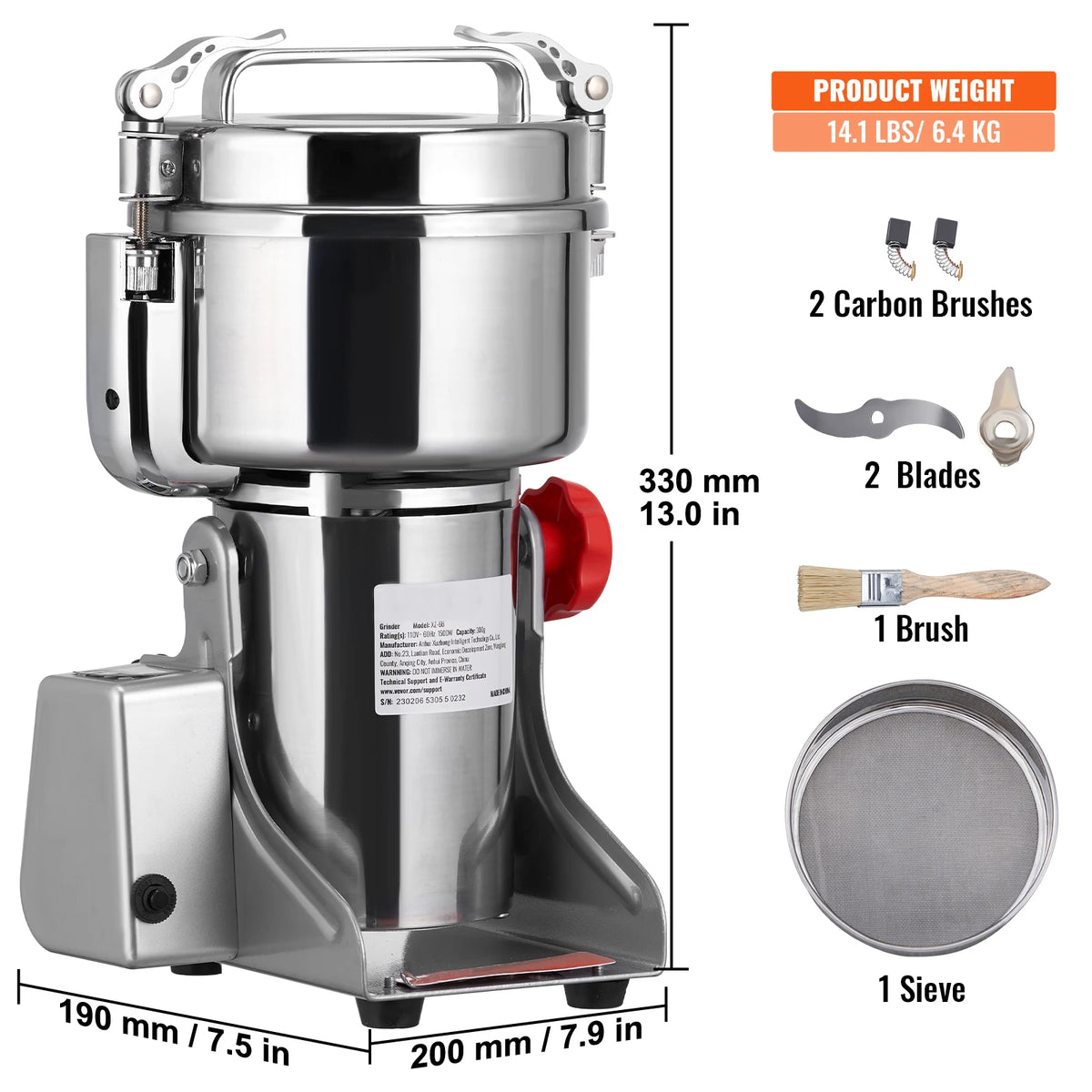 SucceBuy Commercial Electric Grain And Spice Mill Grinder