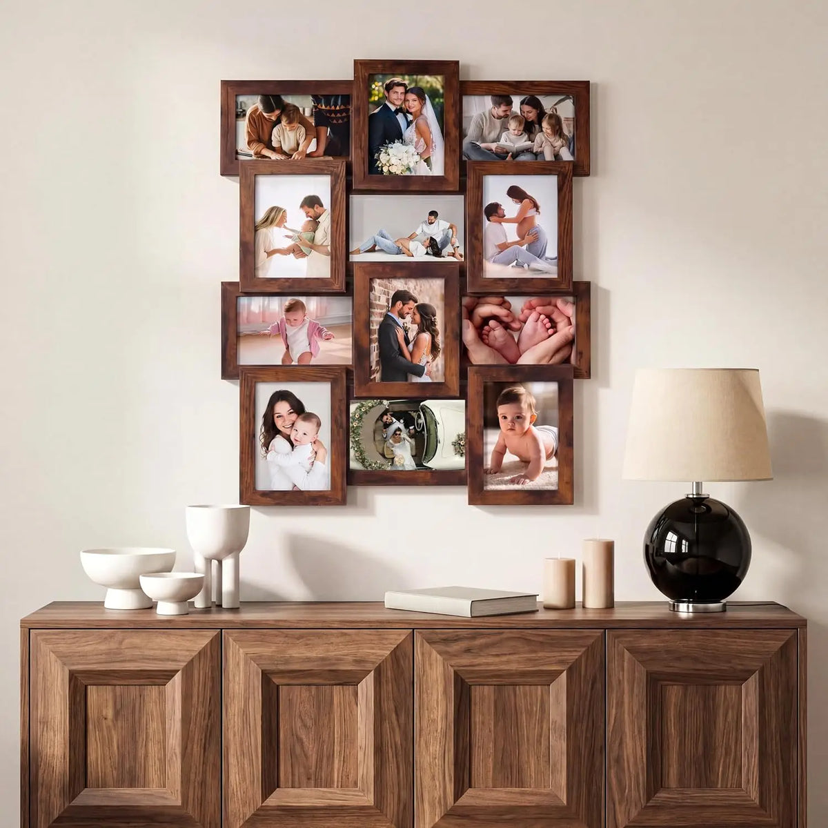 12pcs/set Collage Picture Frame Wall Decor Set 4x6 Inch Home Living Room Wall Hanging Photo Frames Multi-Photo Display
