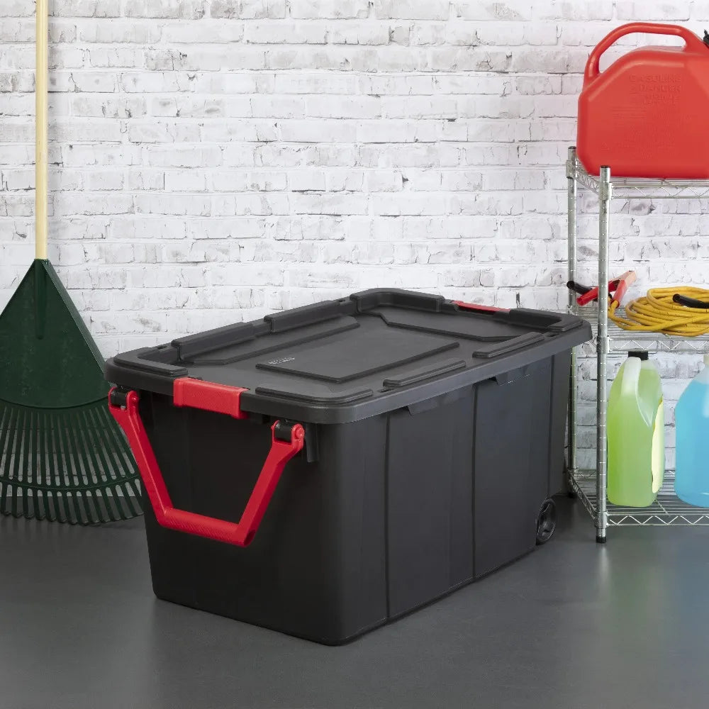 Sterilite Heavy Duty Industrial Wheeled Storage Tote With Handle