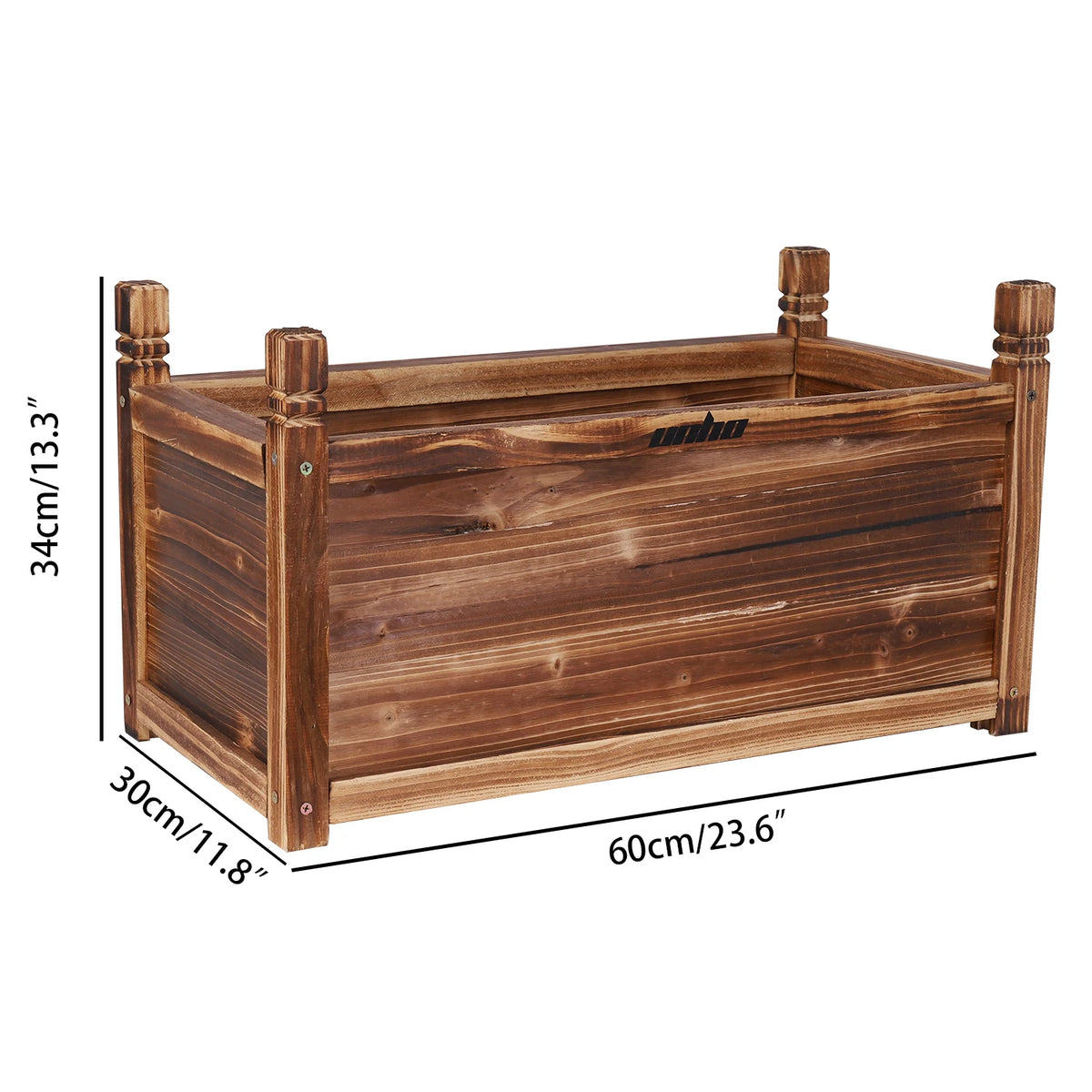 Wooden Raised Planter Box For Indoor Outdoor Vegetable Gardening