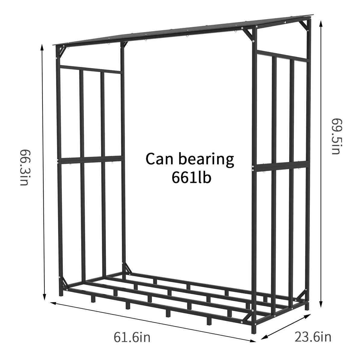 Heavy Duty Tall Metal Firewood Rack Stand with Top Cover Fireplace Wood Storage Stacking Holder for Outdoor Deck, Backyard