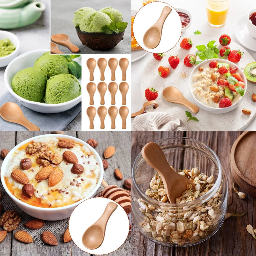Practical Mini Wooden Spoons For Tea And Kitchen Seasoning