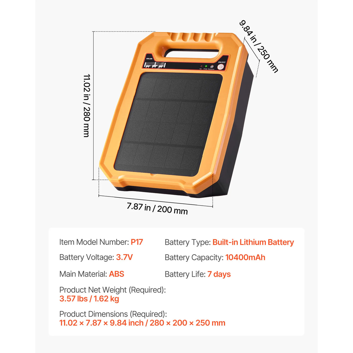 SucceBuy Solar Fence Charger 1.86 Miles Range Weather-Resistant Electric Fence Energizer Kit for Livestock Garden Protection