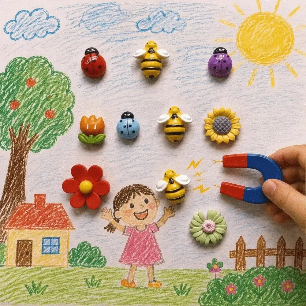 Ten Piece Resin Fridge Magnets Garden Theme For Home Decor
