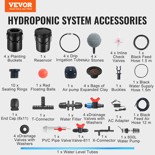 SucceBuy DWC Hydroponic Grow System With Drip Kit Air Pump