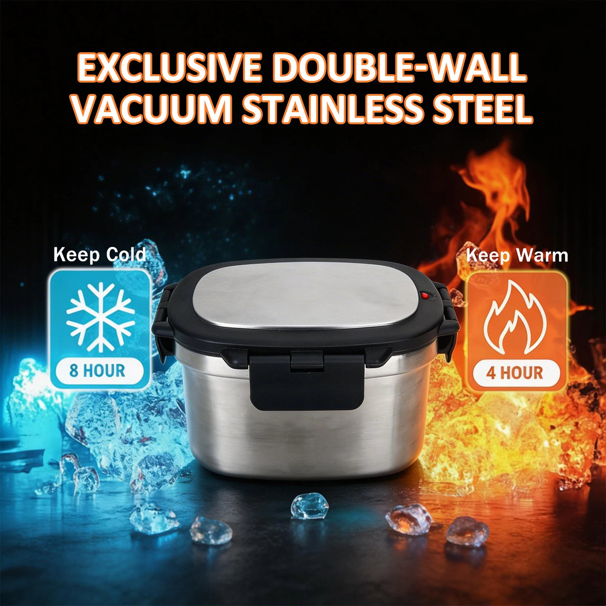 HANSMART 304 Stainless Steel Vacuum Insulated Portable Lunch Box