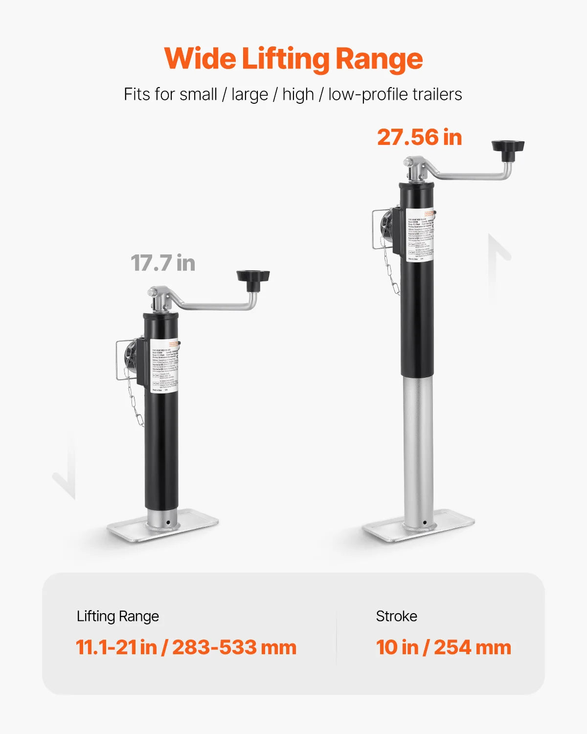 SucceBuy 2000 lbs Trailer Jack Stand 10" Lift Weld-on Pipe-Mount Bracket Support Legs Corner Steady Camper Parts for RV Yacht