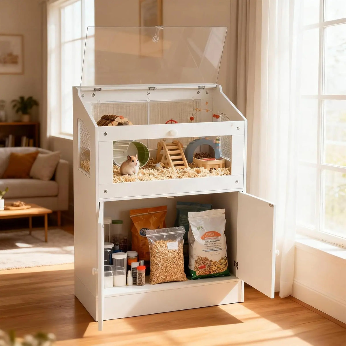 HiMISS Acrylic Pet Cage With Storage For Hamster Guinea Pig