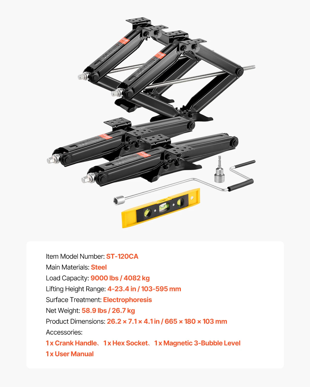 VEVOR 5000/6500/9000lbs RV Scissor Jacks 2/4 PCS RV Stabilizer Leveling Scissor Jacks Heavy Duty Stabilizer Jack Fit for RVs