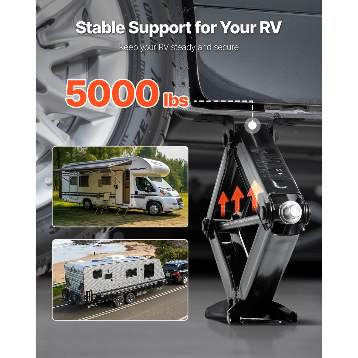 VEVOR 5000/6500/9000lbs RV Scissor Jacks 2/4 PCS RV Stabilizer Leveling Scissor Jacks Heavy Duty Stabilizer Jack Fit for RVs