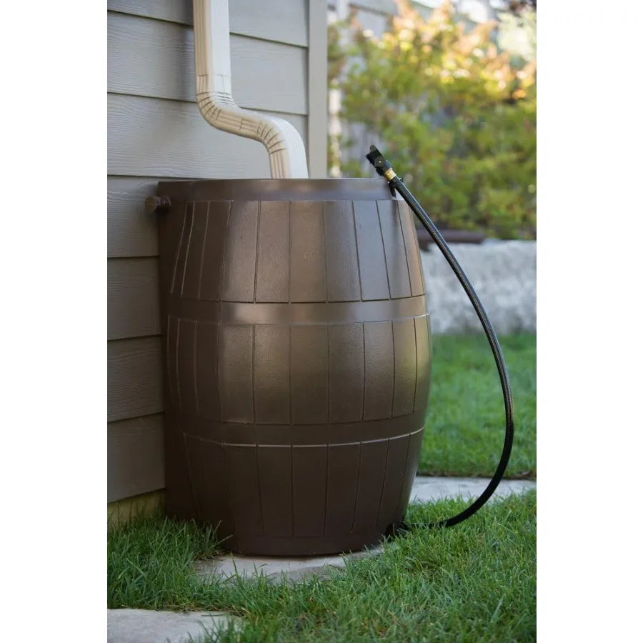 FCMP Outdoor Rain Barrel With Side Spigots And Mesh Screen