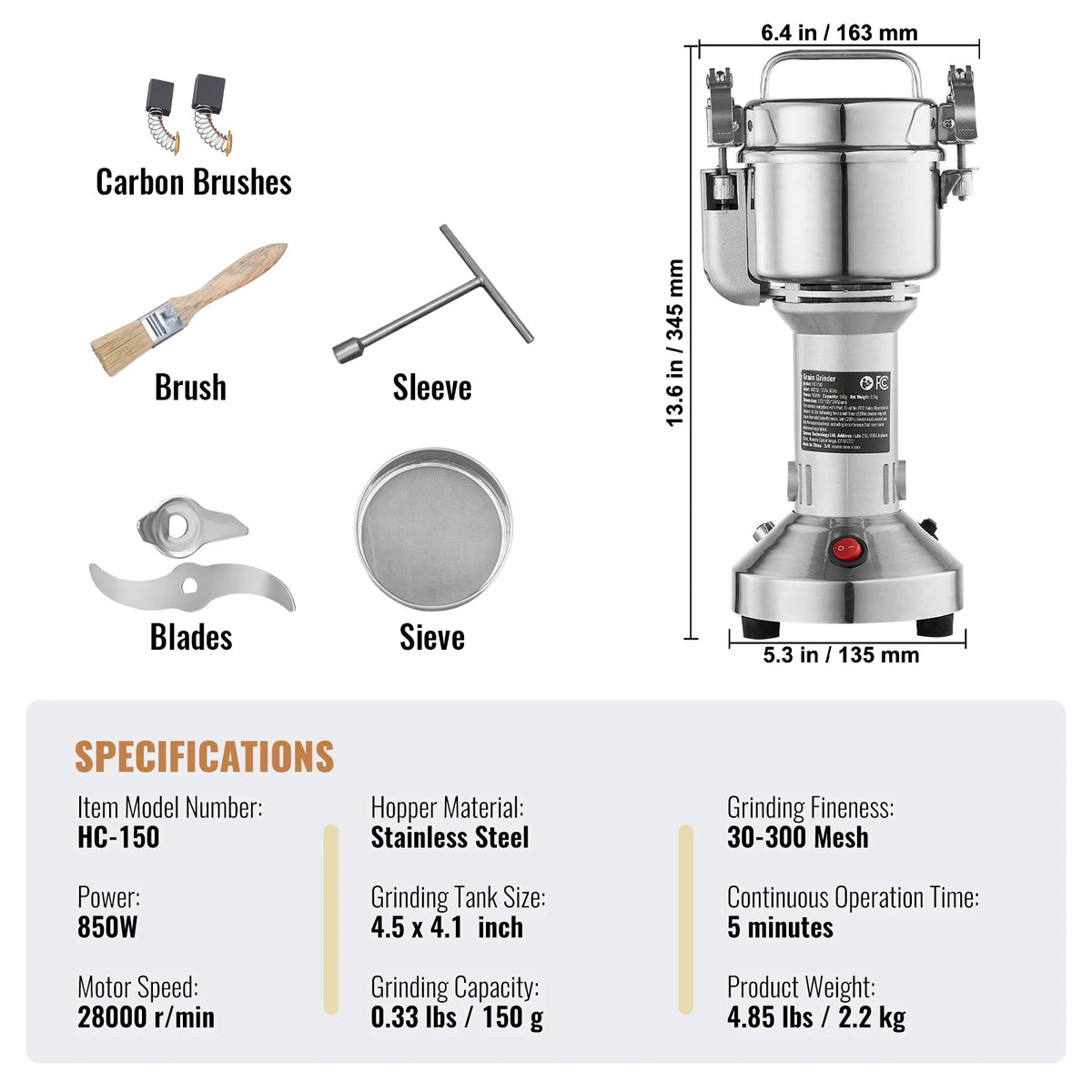 SucceBuy Commercial Electric Grain And Spice Mill Grinder