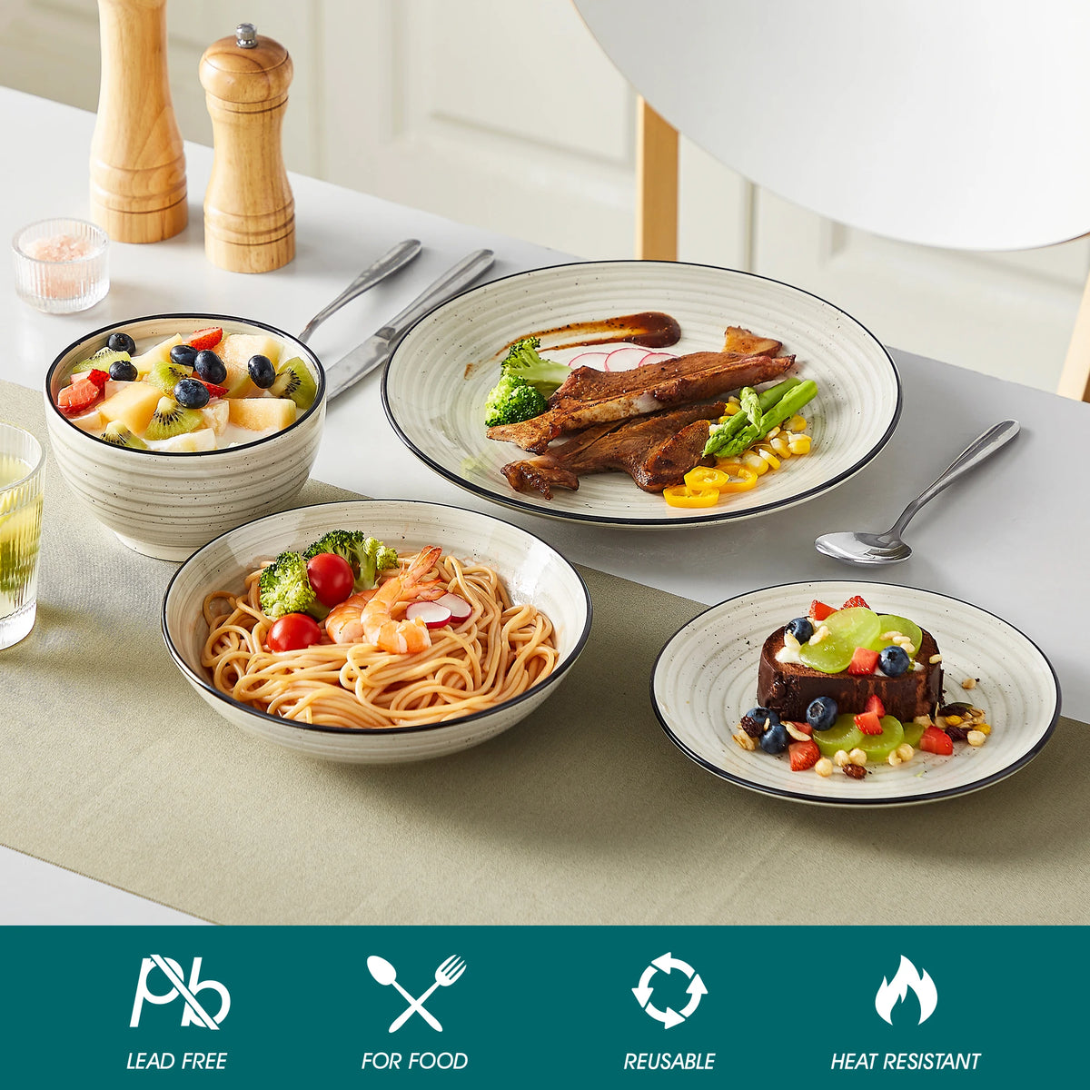 Malacasa 24 Piece Ceramic Dinnerware Set With Bowls And Plates