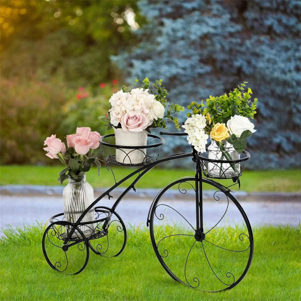 Wisfor 3 Tier Iron Bicycle Plant Stand Indoor Outdoor