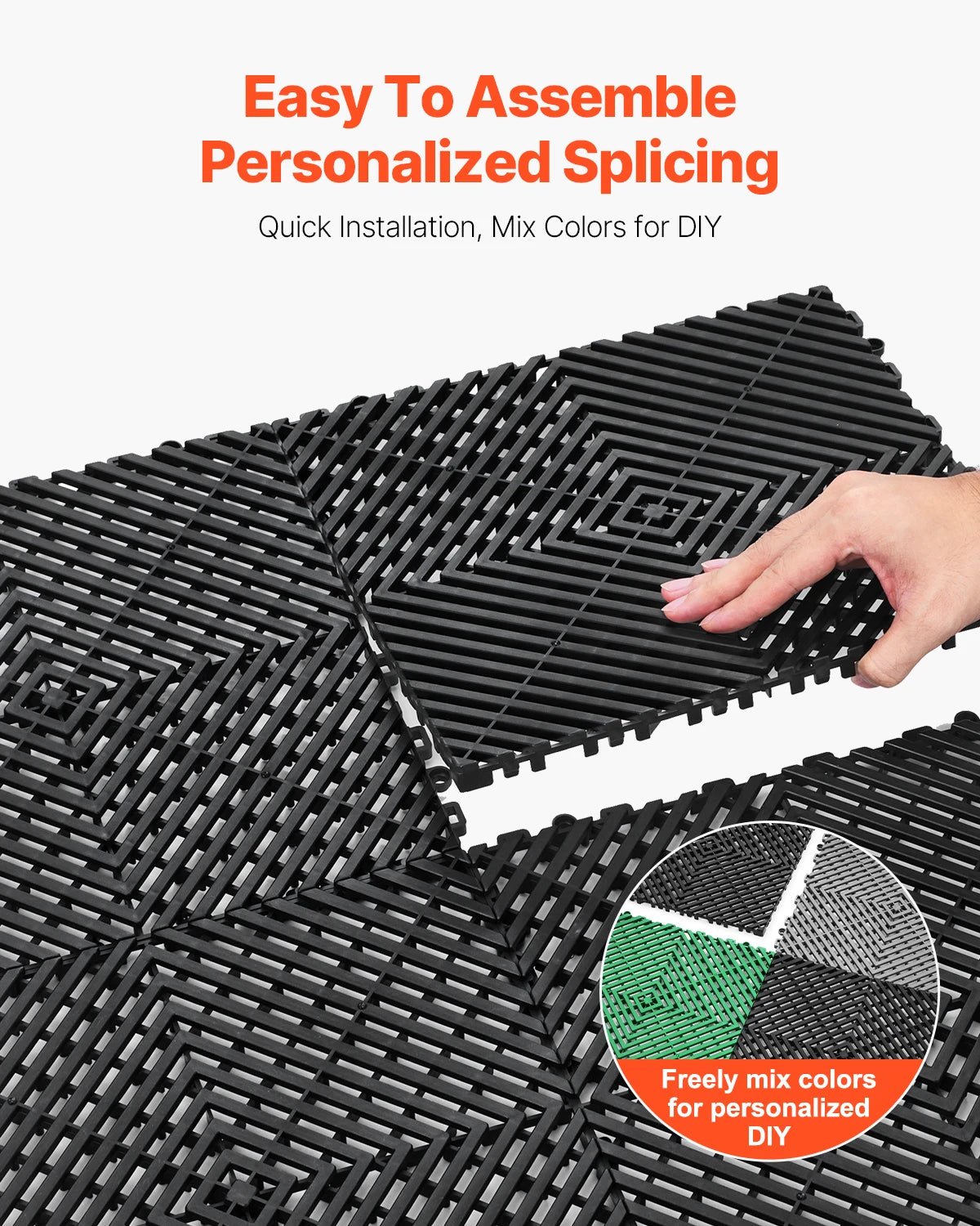 SucceBuy Interlocking Non-Slip Drainage Floor Mat Tiles