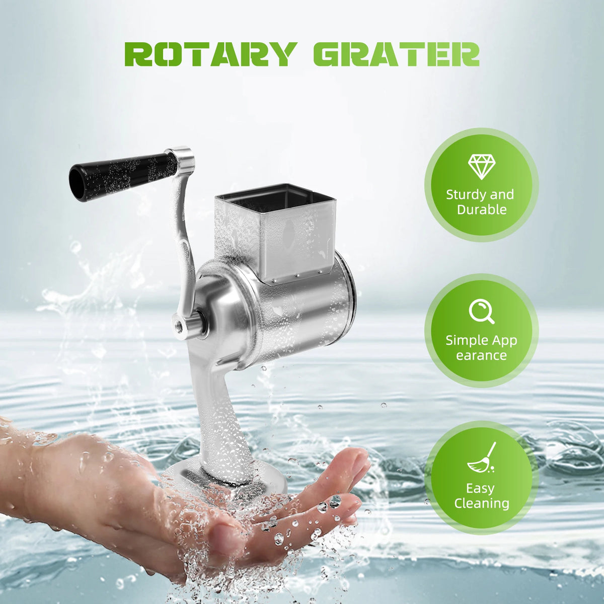 Five Blades Stainless Steel Rotary Grater Manual Vegetable Slicer