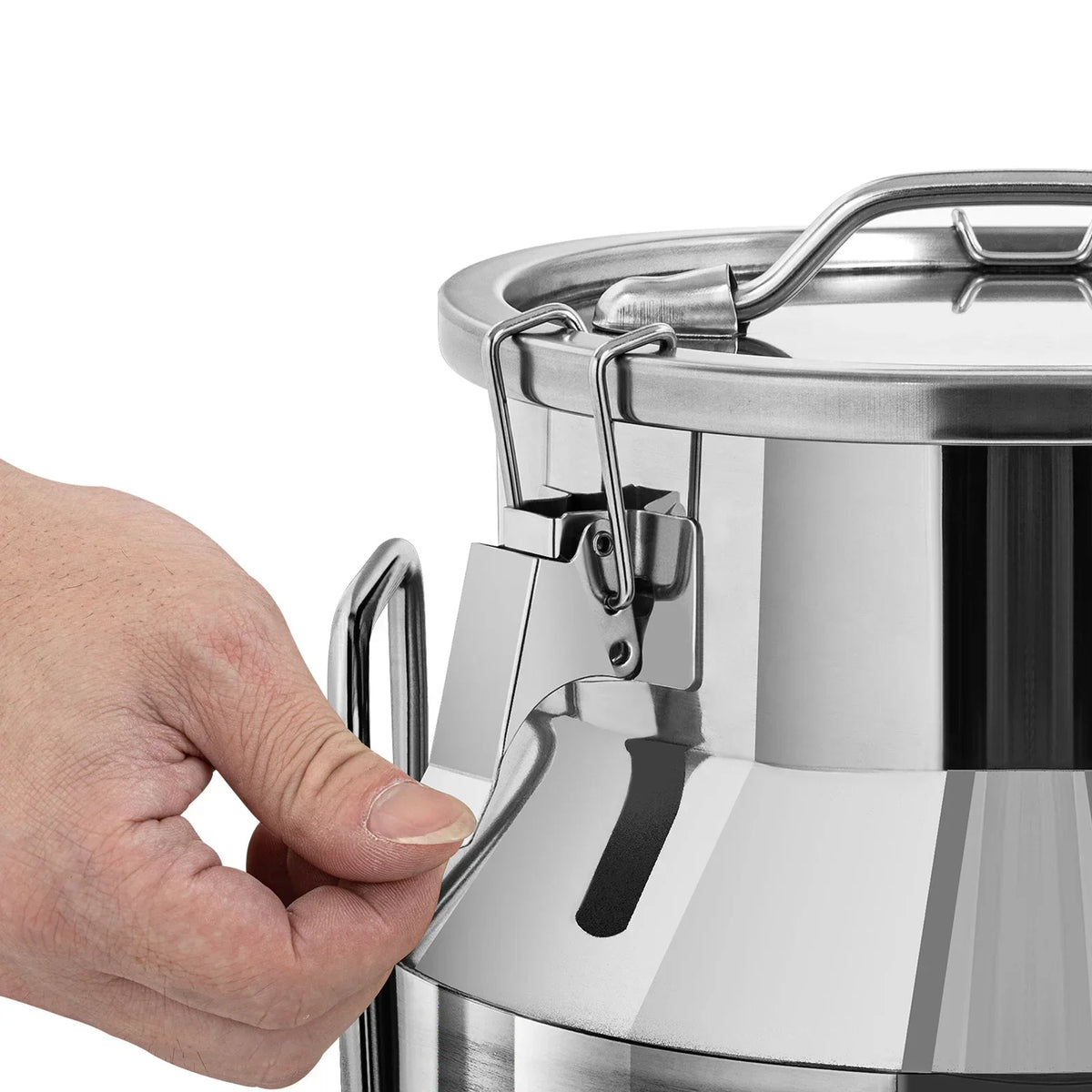 NEW 30L Silver Stainless Steel Milk Can Wine Pail Bucket Oil Milk Tote Jug with Seal Lid Practical Lid Square Loop 32*25*48cm