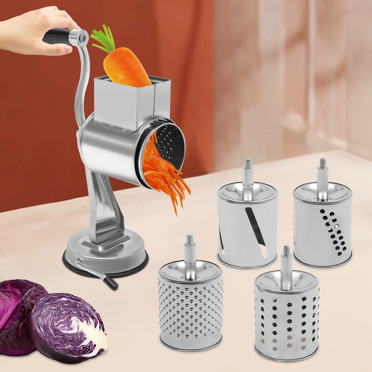 Stainless Steel Rotary Grater For Vegetables And Cheese