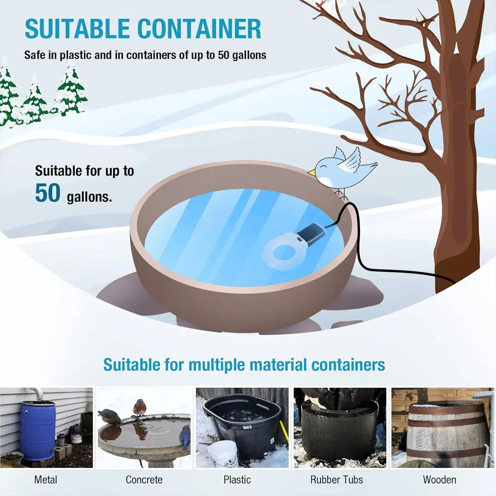 500W Chicken Waterer Heater Aluminum Utility De-Icer for Farm & Livestock, Non-Conductive and Anti-Rust Heated Chicken Waterer