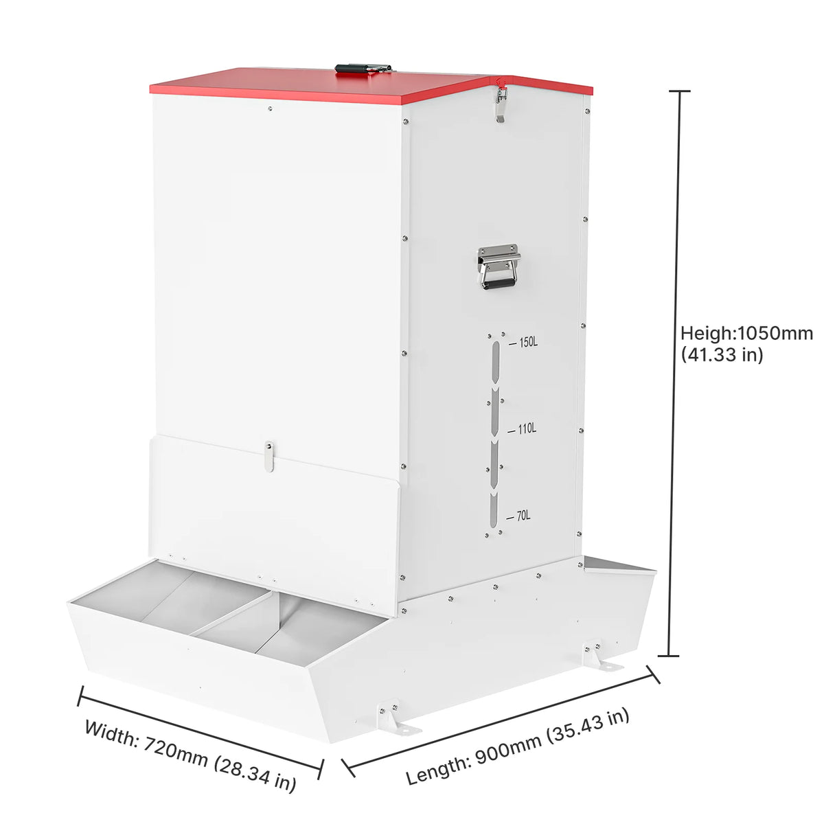 Lockable Automatic Dog Feeder Large Heavy Duty Metal Gravity Livestock Pig Goat Feeder Outdoor Weatherproof Raccoon Vermin Proof Pet Food Storage Dispenser Bin For Pigs Dogs Farm Animals