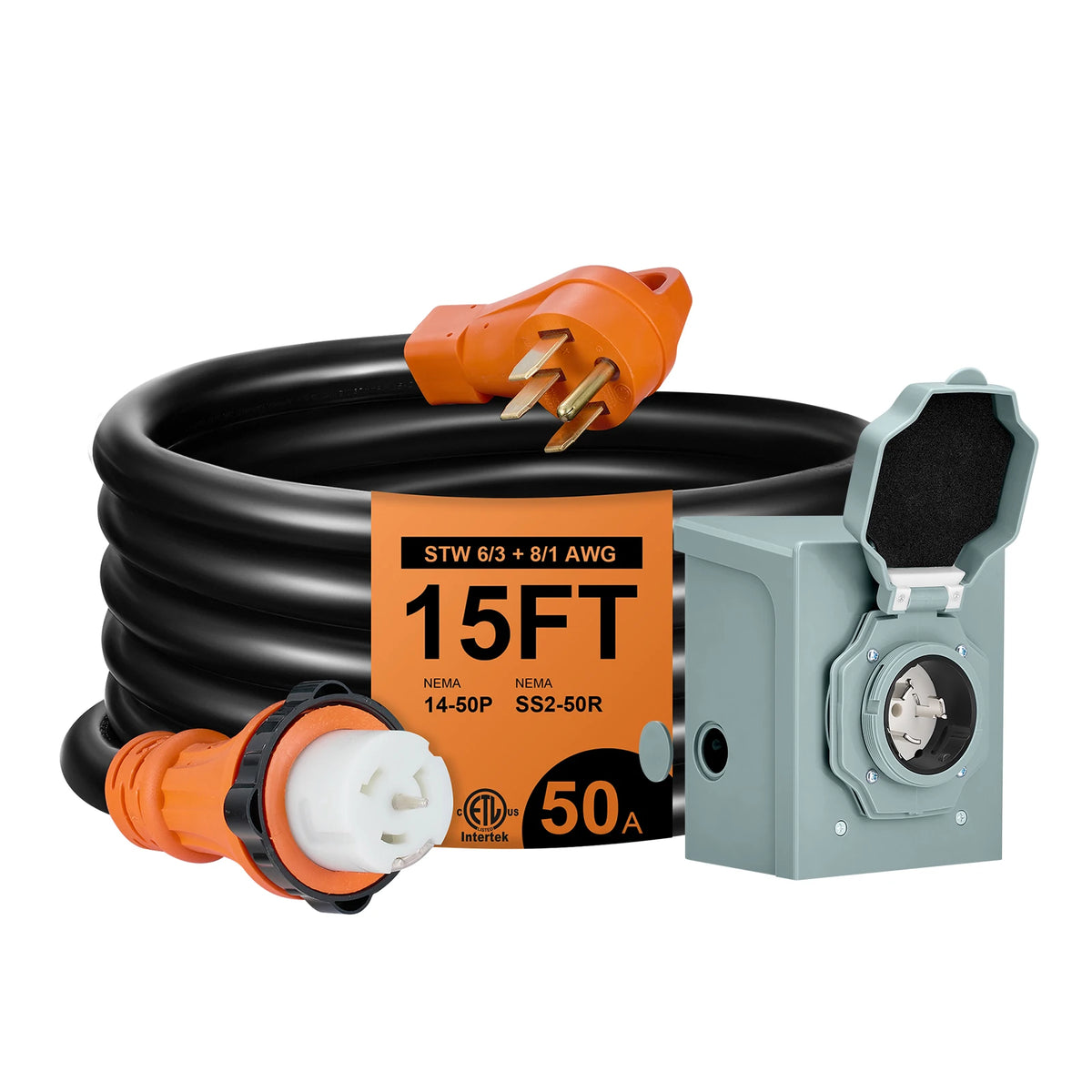 Generator Twist Locking Extension Cord Pre Drilled Power Inlet Box