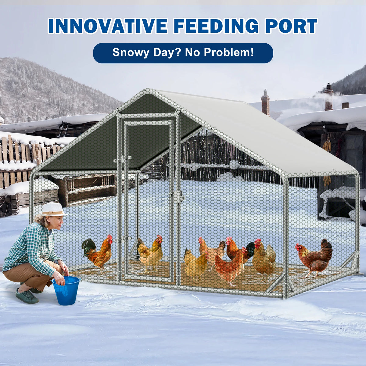 Portable Metal Walk In Chicken Coop And Outdoor Run