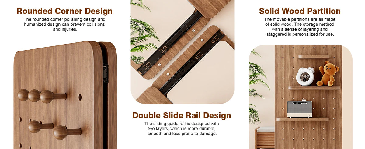 47.6" x 15.5" Wall-Mounted Full Length Mirror, Space-Saving Push & Pull Rotating Mirror, Wood Finish for Bedroom, Living Room, Entryway