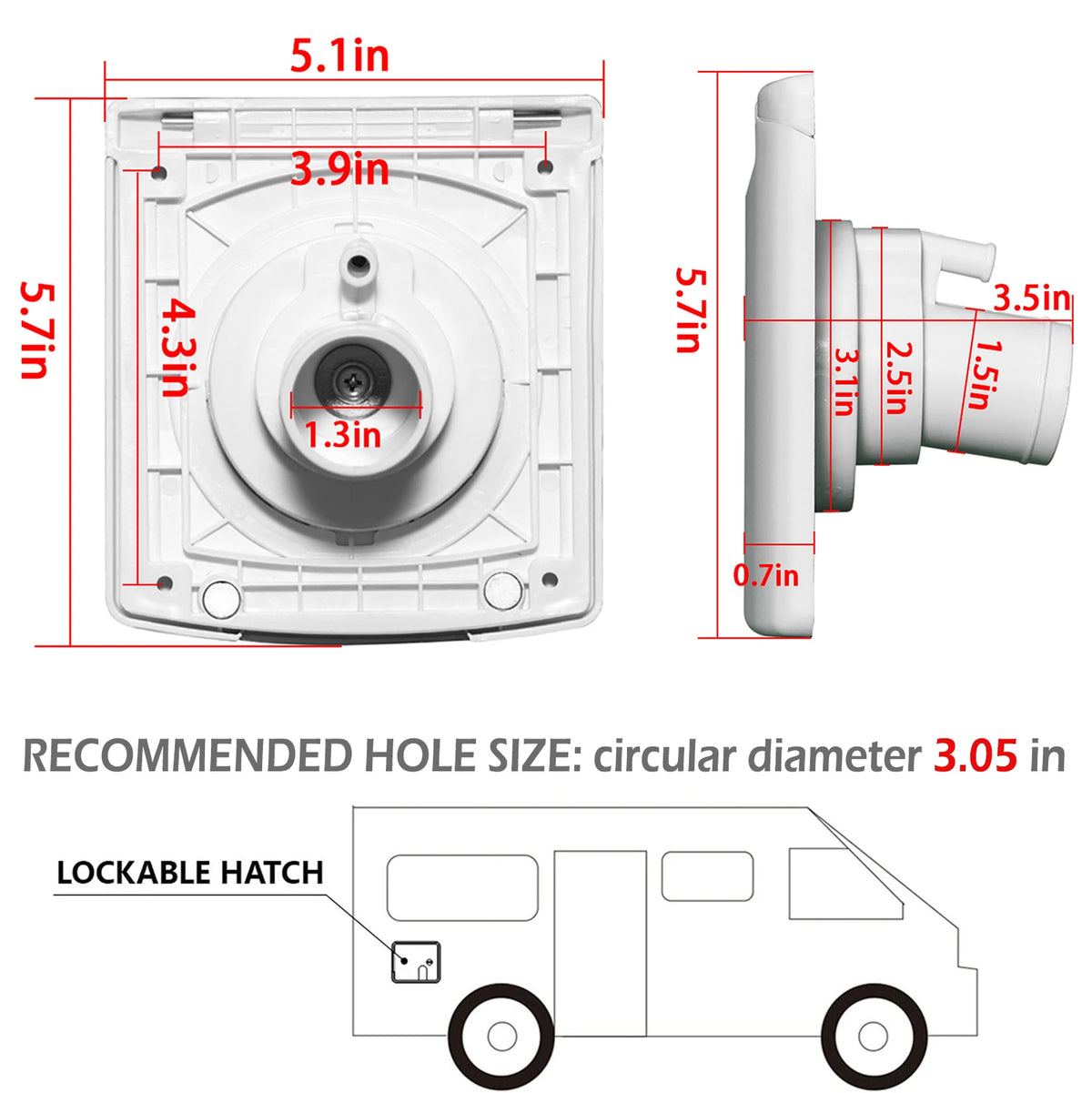 HWHongRV RV Water Inlet With Cover And Magnetic Locking Cap