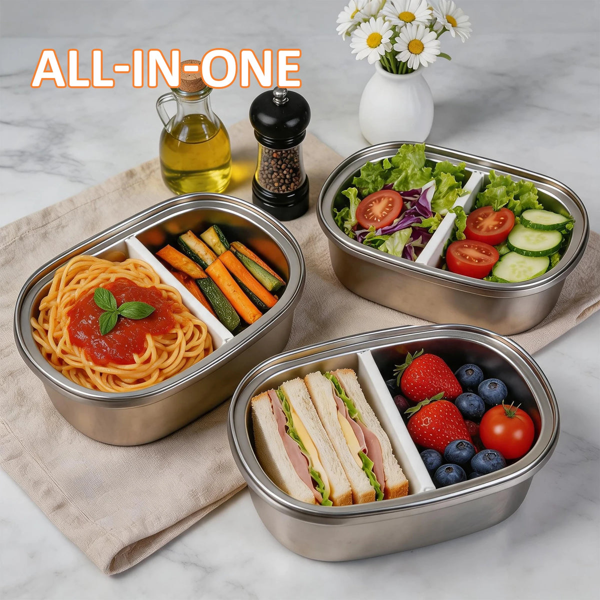 HANSMART 304 Stainless Steel Vacuum Insulated Portable Lunch Box