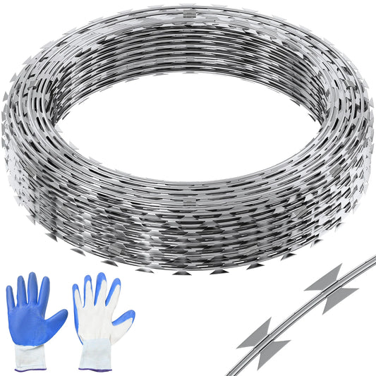 SucceBuy Double Spiral Razor Wire Galvanized Barbed Fencing Roll