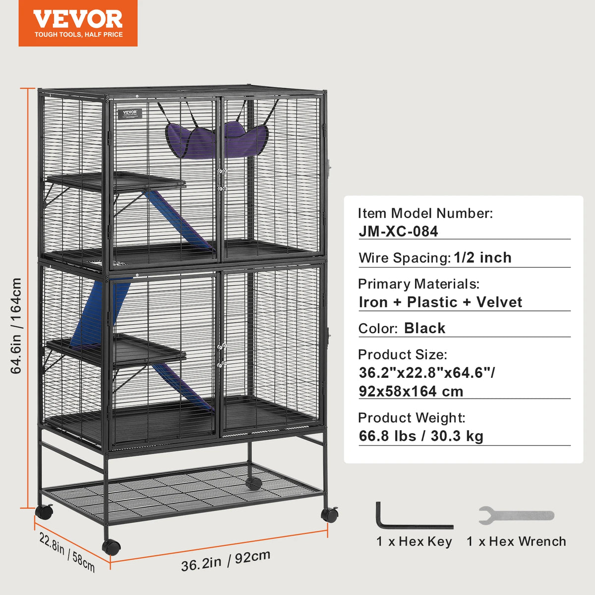SucceBuy Rolling Four Tier Metal Ferret Cage For Small Pets