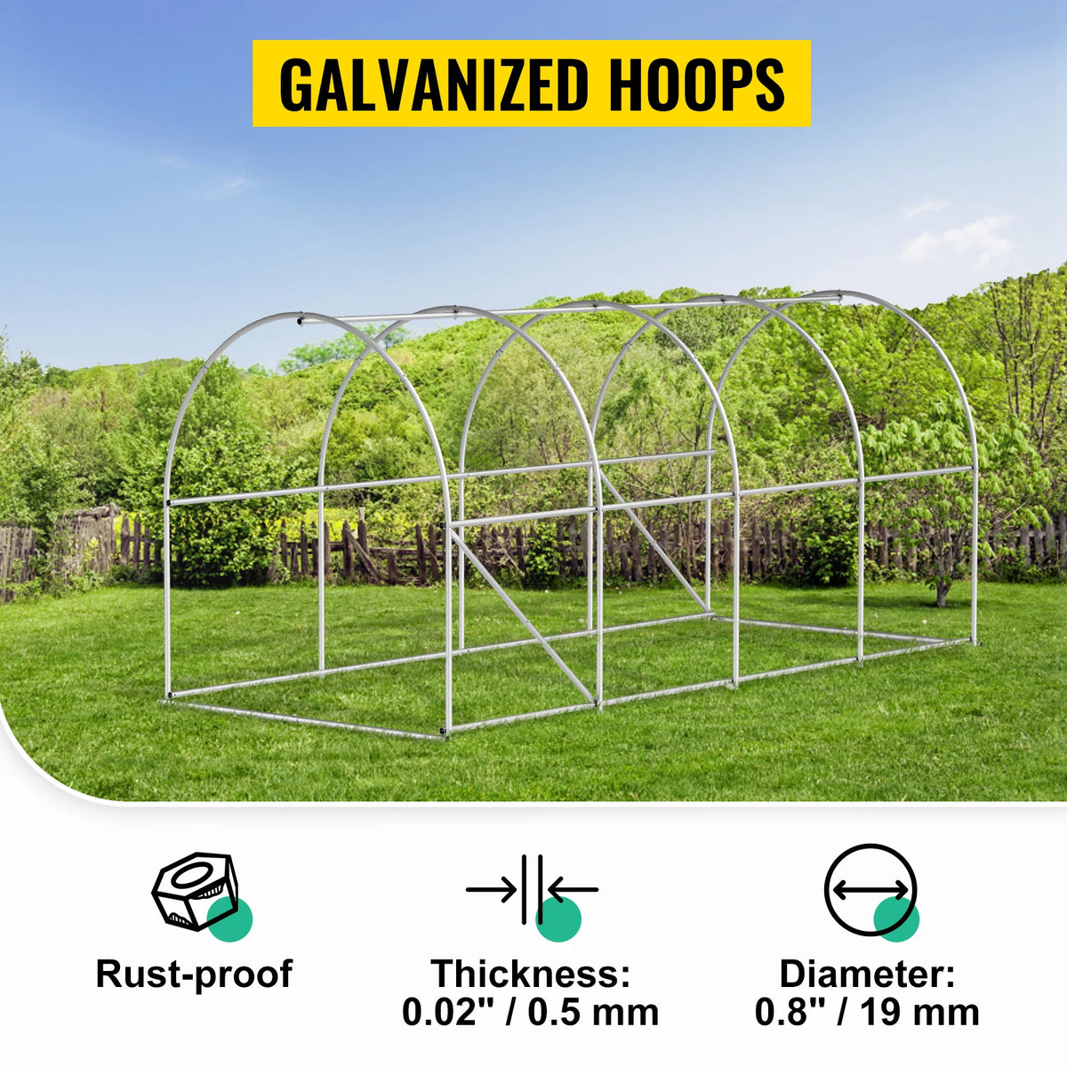 SucceBuy Walk-in Tunnel Greenhouse Galvanized Frame Waterproof Cover